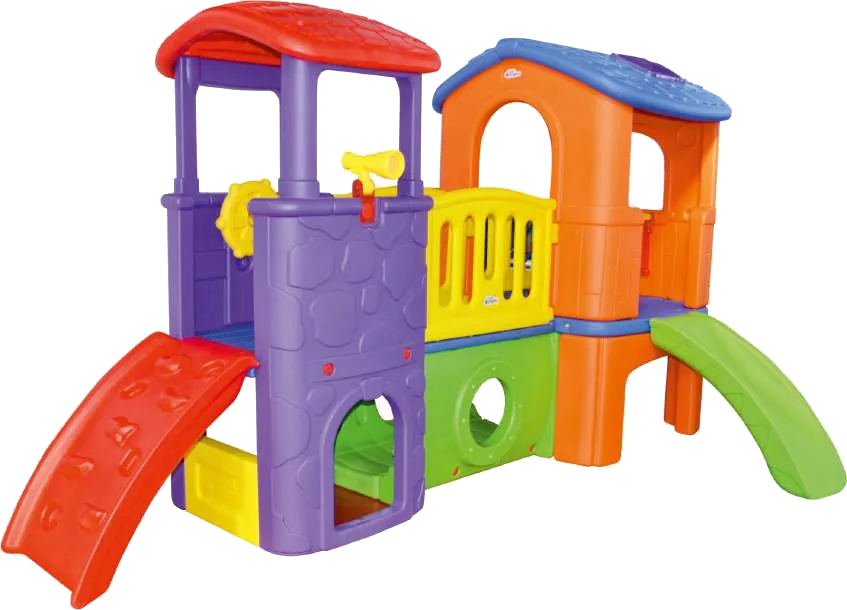 Colorful indoor play structure with slide from the Ankush Playways catalog